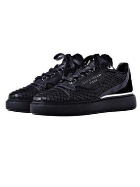 Benjamin Berner BNJ Raphael Low Top Black Python Leather Sneakers | EU 46 | NWT